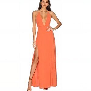 Superdown Ariana Tangerine Halter Maxi Dress XS NWT